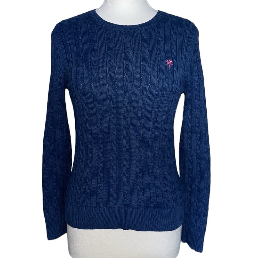 Lilly Pulitzer Long Sleeve Cable Knit Sweater Blue (Medium)